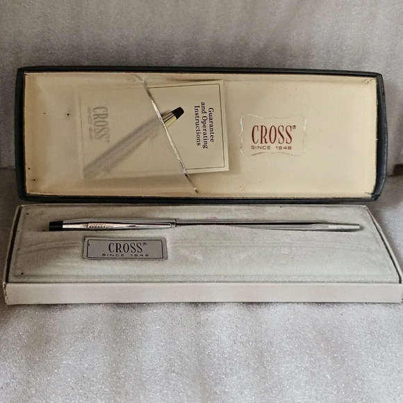 Vintage 1982 CROSS Chrome Ball Point Pen #3502 NEW in Box, Paperwork NOS - Picture 7 of 7